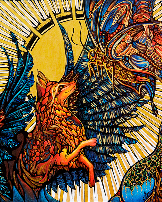 handgezeichnet-illustration-fuchs-schmetterling-fluegel-sonne-sonnenstrahlen-baum-spitituell-acryl-gold-tusche_4-5