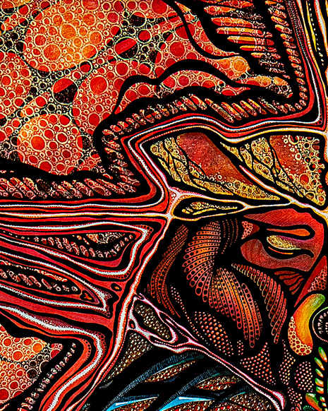 illustration-handgezeichnet-details-baer-energie-wasserlillie-acryl-tusche-farbig-rot-gold-orange_4-5