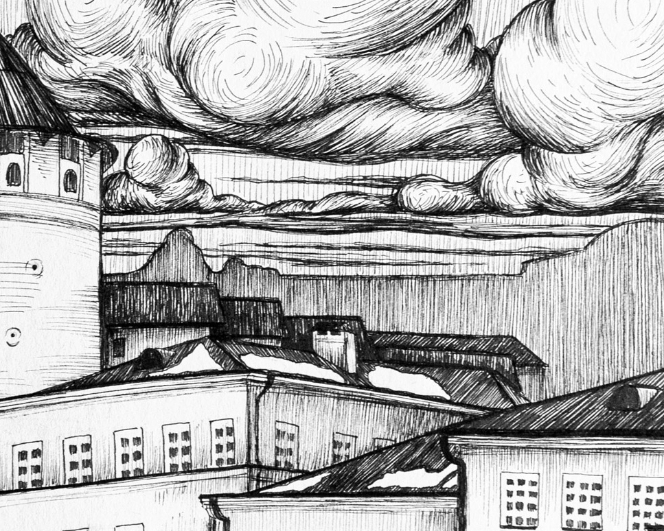 1_handgezeichnete-architektur-stadt-winter-wolken-tusche-schwarz-weiss_detailreich_5